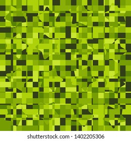 Seamless pattern. Intersecting rounded five-pointed stars and squares. Camouflage. The colors of green forest.