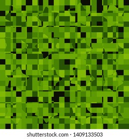 Seamless pattern. Intersecting rounded five-pointed stars and squares. Camouflage. The colors of green forest.