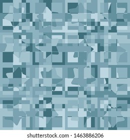 Seamless pattern. Intersecting rounded five-pointed stars and squares. Camouflage. Colors of winter and ice.