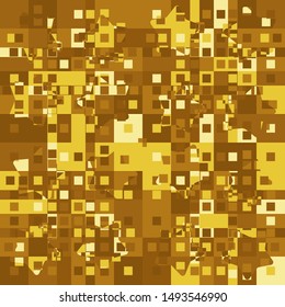 Seamless pattern. Intersecting rounded five-pointed stars and squares. Camouflage. The colors of gold.