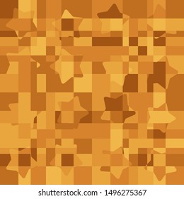 Seamless pattern. Intersecting rounded five-pointed stars and squares. Camouflage. The colors of old paper.
