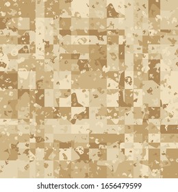  Patrón sin problemas. Intersección de estrellas y cuadrados redondeados de cinco puntas. Camuflaje. Los colores del papel viejo.