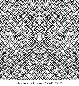Seamless pattern. Intersecting shapeless lines and dashes, diagonal structure. Vector design.