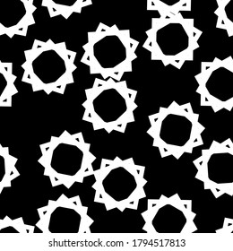 Seamless pattern of intersecting squares forming the shape of the sun. Abstract background. Simple geometric image, illustration. Printing on fabric, clothing, shirts, dress, cape, wrapper, web, cover