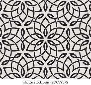 Seamless pattern with intersecting stripes. Abstract floral pattern in Arabic style on light background.