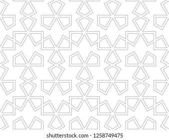Seamless pattern with intersecting stripes, poly lines, polygons. Abstract ornament in Arabic style. Arabesque.