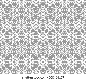 Seamless pattern with intersecting stripes, poly lines, polygons. Decorative lattice. Abstract ornament in Arabic style. Arabesque.