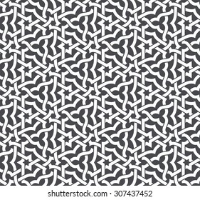 Seamless pattern with intersecting stripes, poly lines, polygons. Abstract ornament in Arabic style. Arabesque.