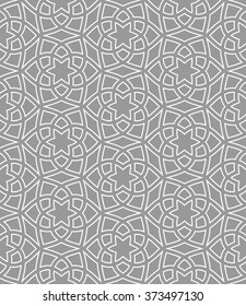 Seamless pattern with intersecting stripes, poly lines, polygons. Abstract ornament in Arabic style. Arabesque.