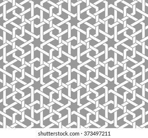 Seamless pattern with intersecting stripes, poly lines, polygons. Abstract ornament in Arabic style. Arabesque.