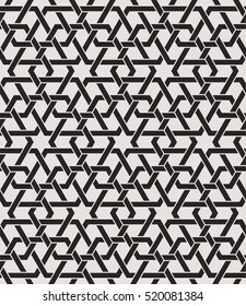 Seamless pattern with intersecting stripes, poly lines, polygons. Abstract ornament in Arabic style. Arabesque.