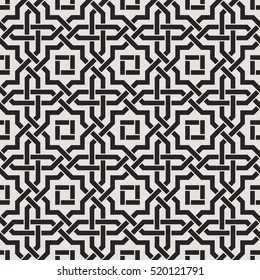 Seamless pattern with intersecting stripes, poly lines, polygons. Abstract ornament in Arabic style. Arabesque.