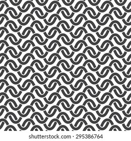 Seamless pattern of intersecting waves with swatch for filling. Celtic chain mail. Fashion geometric background for web or printing design.