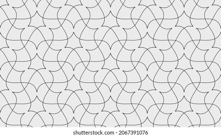 Seamless pattern with intersecting wavy lines and polygons. Vector abstract background in Arabic style. Decorative lattice design for wallpaper, textile, fabric and wrapping.