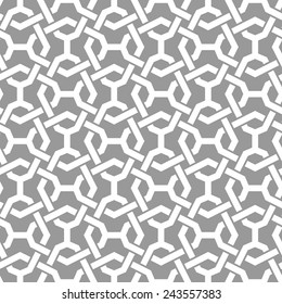 Seamless pattern of intersecting white stripes on grey background. Abstract Vector Illustration.