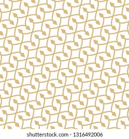Seamless pattern from intertwine gold wavy thin lines.Diagonal geometrical lattice. Vector illustration.