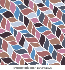 Seamless pattern with interweaving of braids. Abstract ornamental background in form of a knitted fabric. Stylized textured yarn or hairstyle close-up