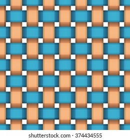 Seamless pattern of interwoven low-polygonal strips with openings