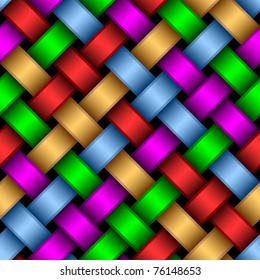 Seamless pattern of interwoven multicolored ribbons.