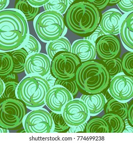 Seamless pattern of interwoven spirals inscribed in rounded squares.