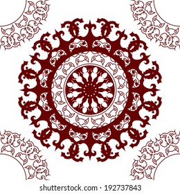 Seamless pattern with intricate emblems, baroque or gothic style