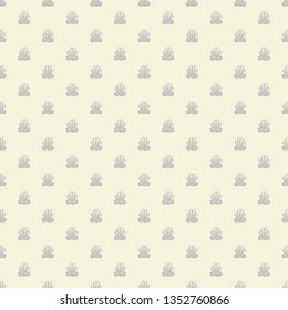 Seamless pattern with intricate frog buttons in geometric layout. Pastel grey and cream vector illustration.