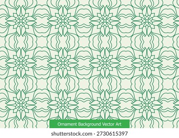Um padrão perfeito de ornamentos florais verdes intrincados em um fundo creme, evocando uma sensação de design tradicional e elegância.