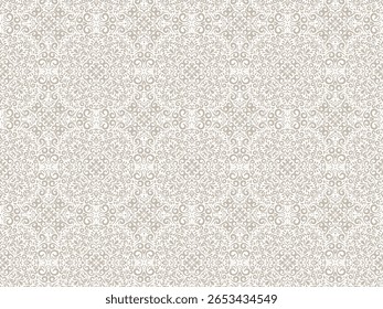 seamless pattern with intricate swirl motifs. Beige ornate background in traditional European and Middle Eastern styles for interior design, wallpaper, upholstery