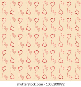 Seamless pattern with an inverted heart on a thread. Festive background. Valentine's Day.
