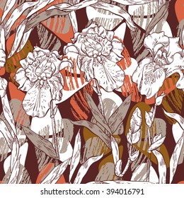 Seamless pattern with iris
