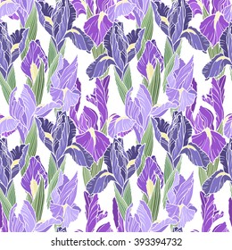 Seamless pattern with iris flowers.