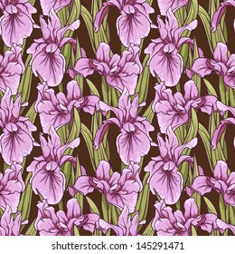 Seamless pattern with irises