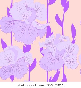 seamless pattern of irises on a pink background