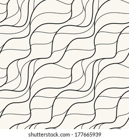 Seamless pattern. Irregular abstract grid texture with a diagonal direction. Hand drawn linear texture
