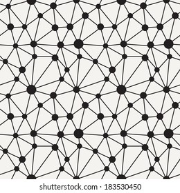 Seamless pattern. Irregular abstract grid background with circles. Reticulated vector texture