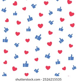 seamless pattern of irregular collection of like icons and heart icons
