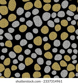 Seamless pattern with irregular dots - hand drawn vector illustration. Flat color design.