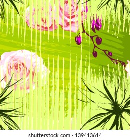 seamless pattern Irregular grid with flowers, Vector