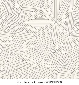 Seamless pattern. Irregular linear grid. Stylish mosaic texture. Vector linear background. Monochrome triangles