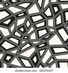 Seamless pattern. Irregular monochrome grid. Stylish linear texture. Vector background