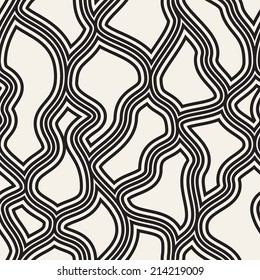 Seamless pattern. Irregular monochrome grid. Stylish linear texture. Vector background