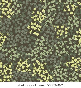 Seamless pattern. A pattern of irregular shapes of angular elements. Fashionable camouflage.  Khaki-gray-yellow-blue tones.