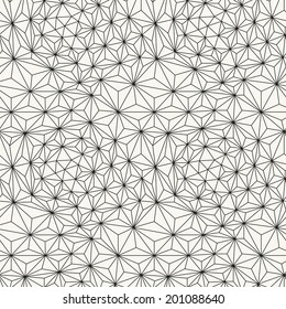 Seamless pattern. Irregular triangle grid. Stylish linear texture. Vector linear background