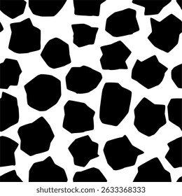 A seamless pattern of irregularly shaped black spots.