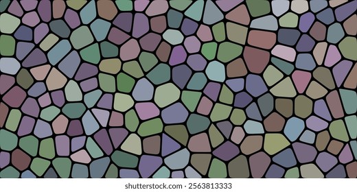A seamless pattern of irregularly shaped, multicolored stone tiles. The tiles are arranged in a random pattern, creating a visually interesting and textured background.