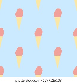 Seamless pattern with ise cream illustration on blue background