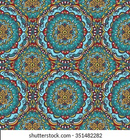 Seamless pattern. Islam, Arabic, Indian, ottoman motifs. Vector Hand drawn background. 