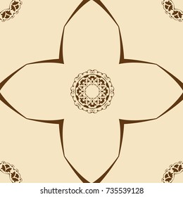Seamless pattern in Islamic, Mediterranean, floral style. Arabic, Syrian, Iranian ornament. Vector illustration for tile, backdrop, wallpaper, textile. Rococo and baroque symbols.