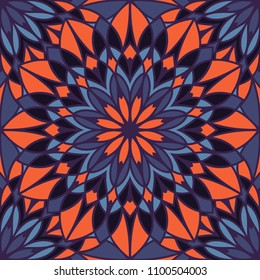 Seamless pattern islamic ornament. Floral textile print. Moroccan vector design. Oriental background with mandalas. Stained glass vitrage.
