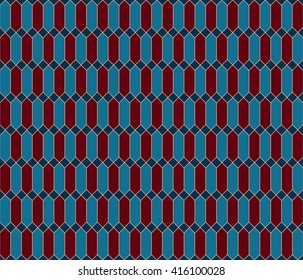 Seamless pattern in islamic style. Vector  stained-glass window background. Blue vinous beige colors.